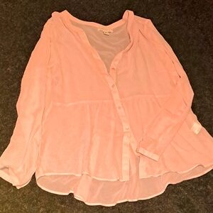 Forever 21 Pink Sheer Buttoned Relaxed Blouse